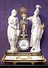 A rare Louis XVI gilt bronze mounted black and white marble mantle clock of eight day duration signed on the dial Lépine à Paris